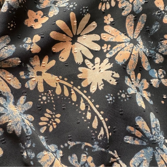 Free People Clarissa Floral Top XS Black Long Sleeve Ruffle High Neck Boho Fairy - Picture 7 of 12